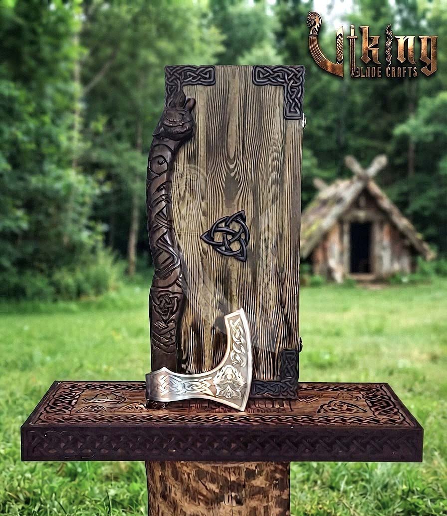 Fenrir Viking Axe | Hand Carved Wolf Handle | Forged Steel