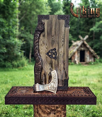 Fenrir Viking Axe | Hand Carved Wolf Handle | Forged Steel
