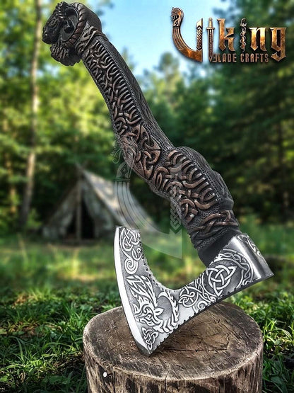 The Tanngrisnir Vanguard 23" Hand-Forged Norse Goat Rosewood Axe