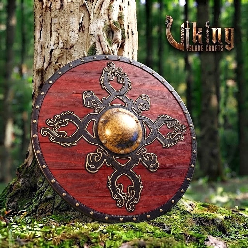 The Jreki Crossroads 4-Dragon Crimson Viking Shield