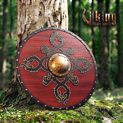 The Jreki Crossroads 4-Dragon Crimson Viking Shield