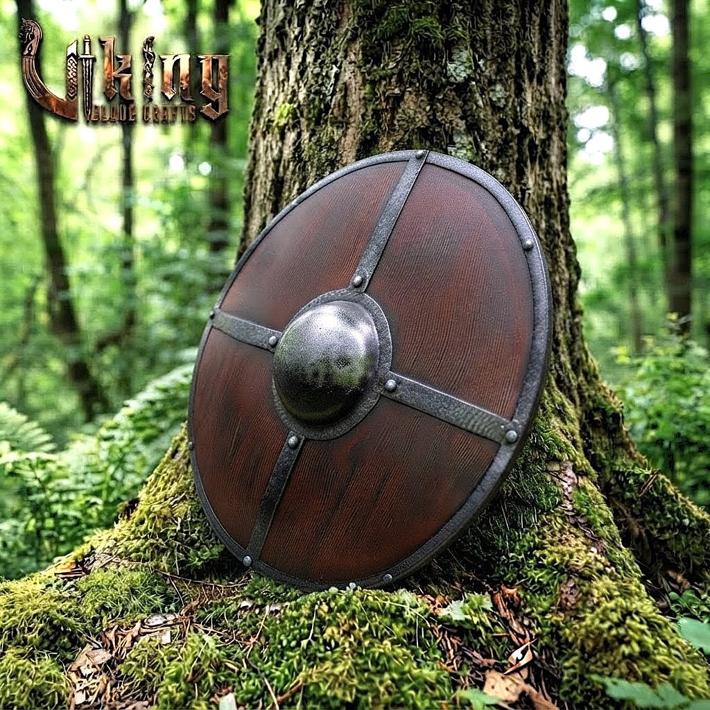 The Shield-Wall Veteran Dark Mahogany Wooden Viking Shield