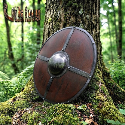 The Shield-Wall Veteran Dark Mahogany Wooden Viking Shield