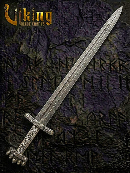 Handmade Damascus Steel Viking Sword – Medieval Replica Collectible