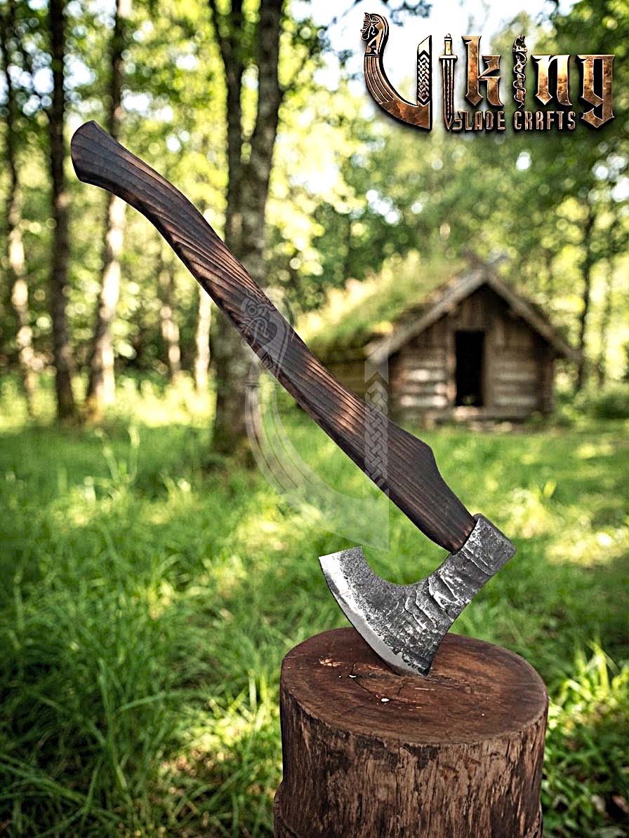 True Hand-Forged Viking Bearded Axe 30" | Recurve Fanned Skeggøx