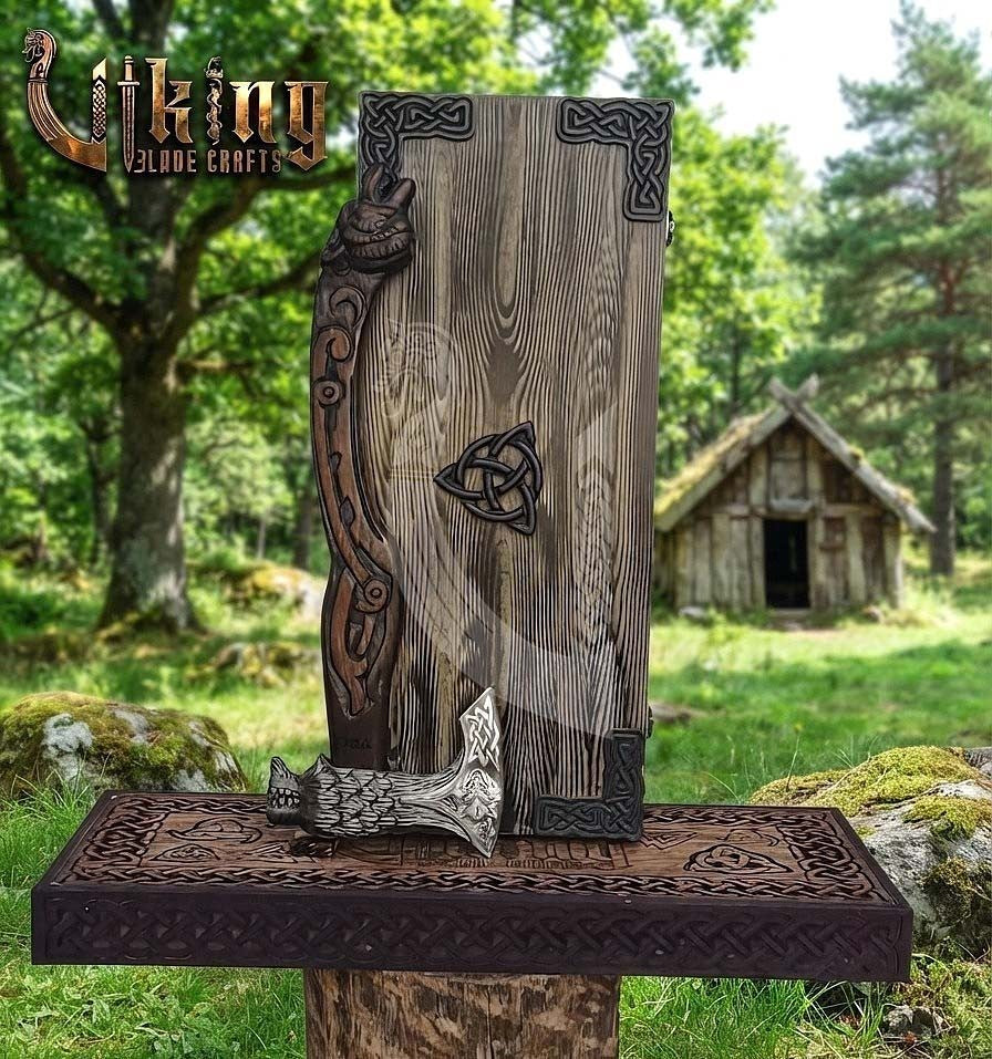 Fenrir Norse Axe | Hand Carved Wolf Handle | Forged Steel