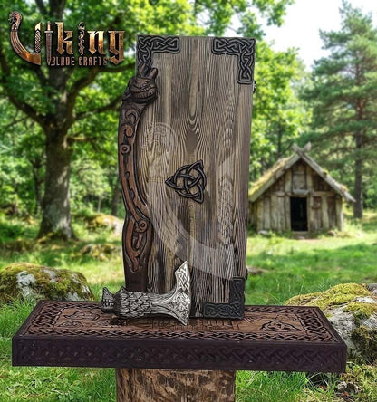 Fenrir Norse Axe | Hand Carved Wolf Handle | Forged Steel