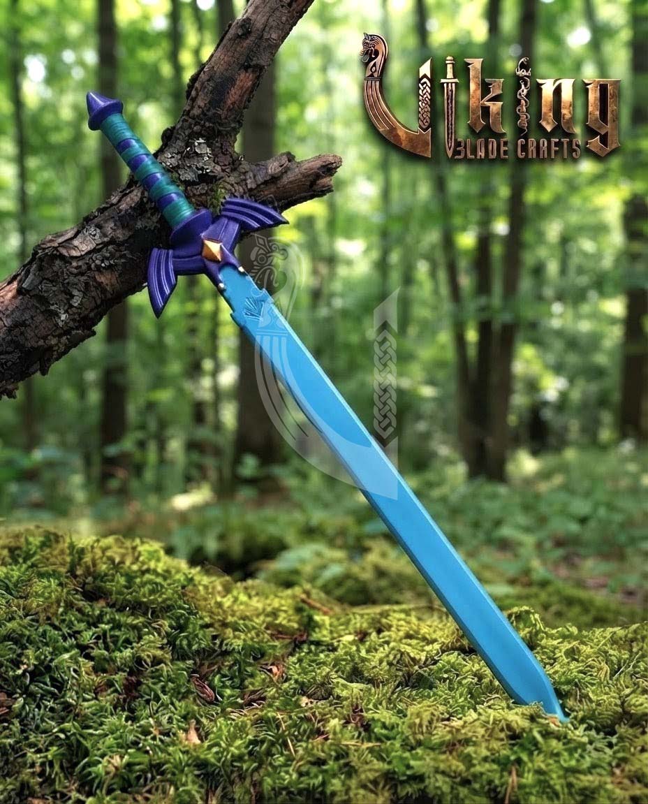 Zelda Master Sword & Hylian Shield Set — Blue Color-Plated Blade