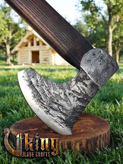 True Hand-Forged Viking Bearded Axe 30" | Curved Handle Skeggøx