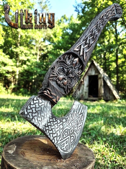 The Odin's Whisper 23" Hand-Forged Owl Rosewood Axe | Flared Variant