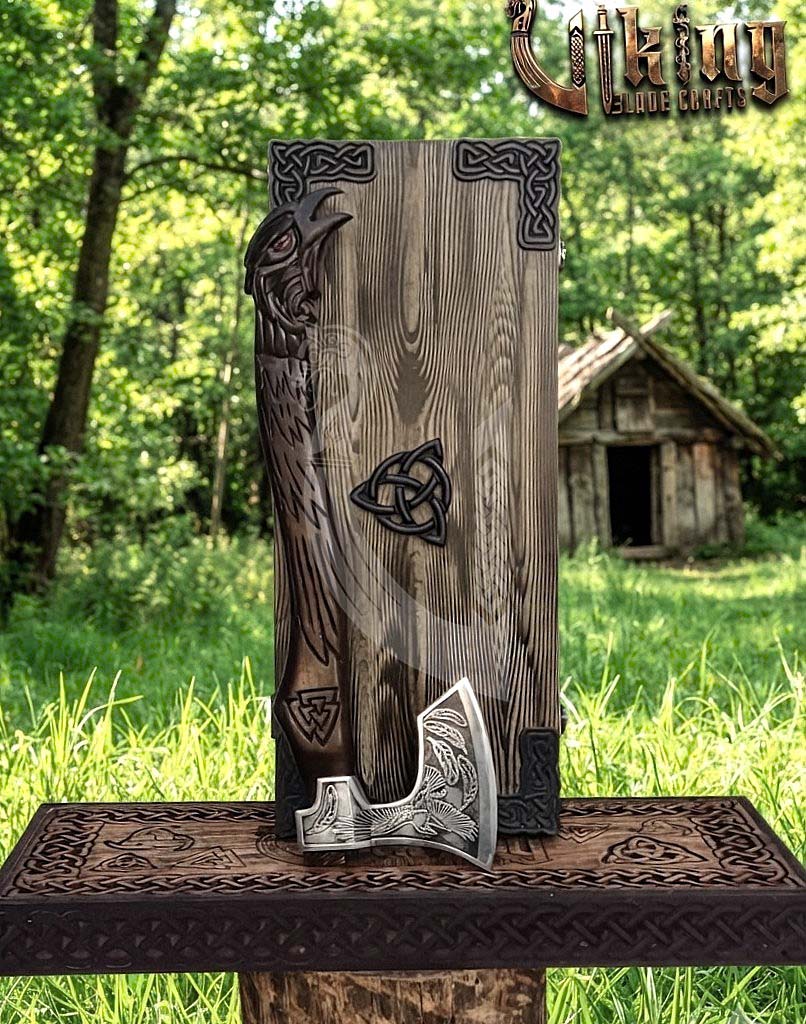 Odin Viking Axe | Raven Valknut Handle | Forged Steel