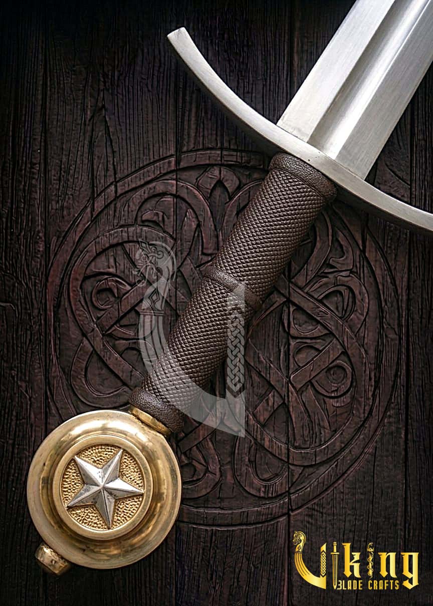 Handcrafted Star Edition Pommel Knightly Sword: Medieval Armor Replica