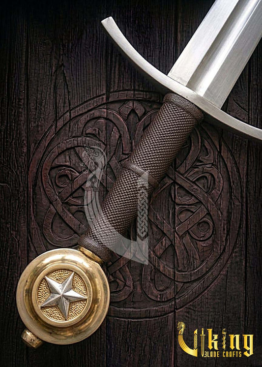 Handcrafted Star Edition Pommel Knightly Sword: Medieval Armor Replica