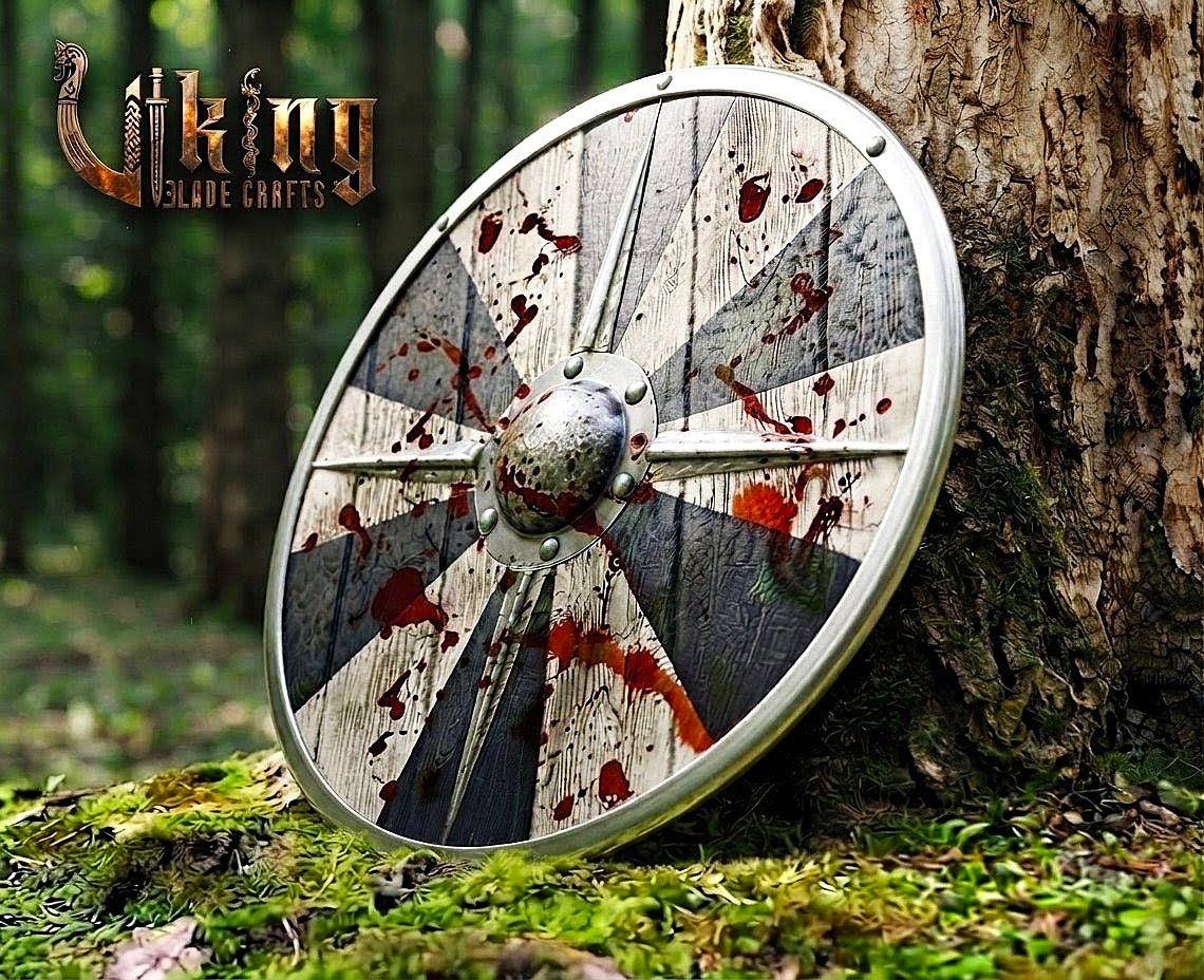 The Fenrir’s Feast Blood-Splattered Sunburst Viking Shield