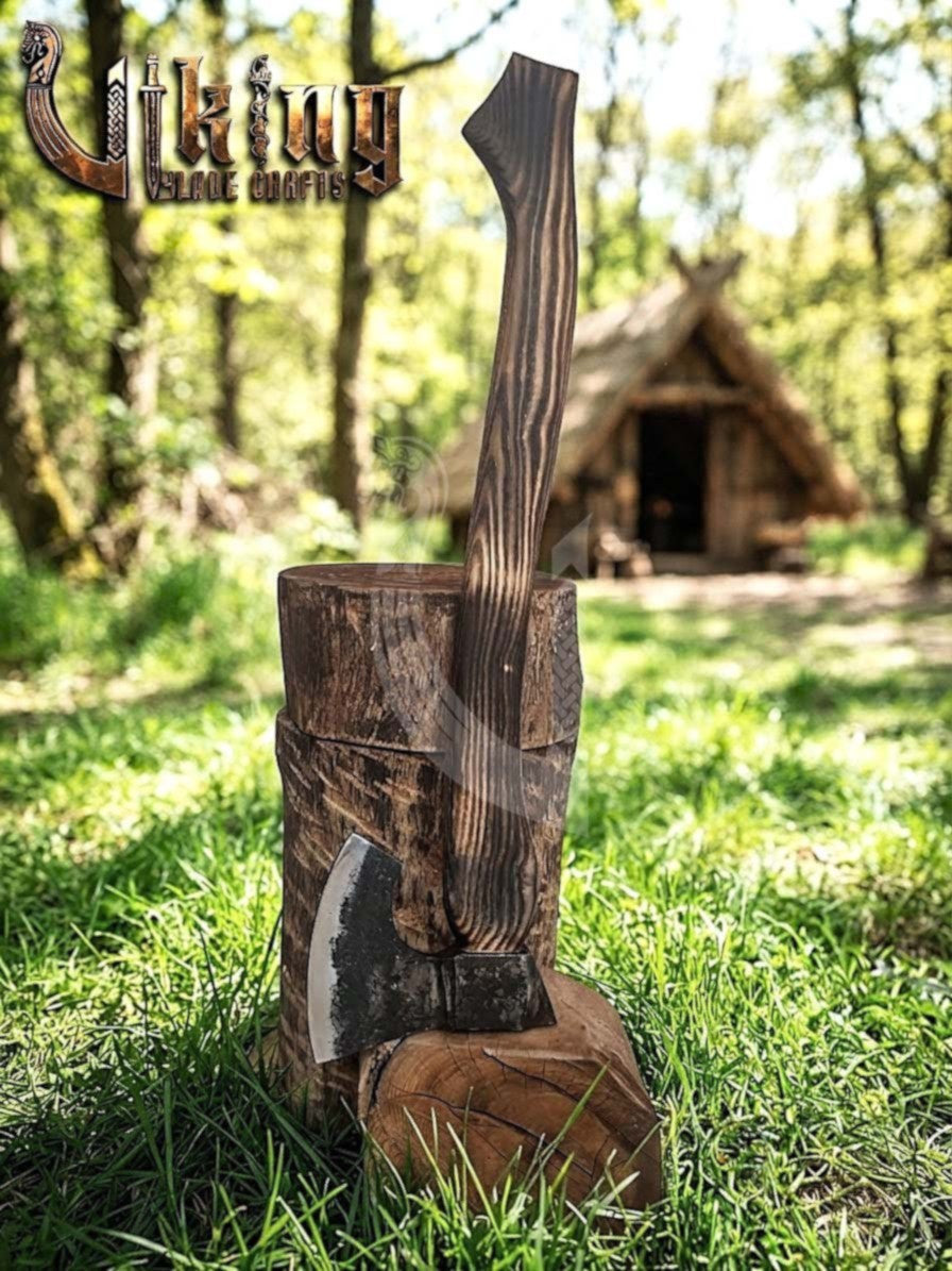 True Hand-Forged Viking Bearded Axe 30" | Sculpted Skeggøx