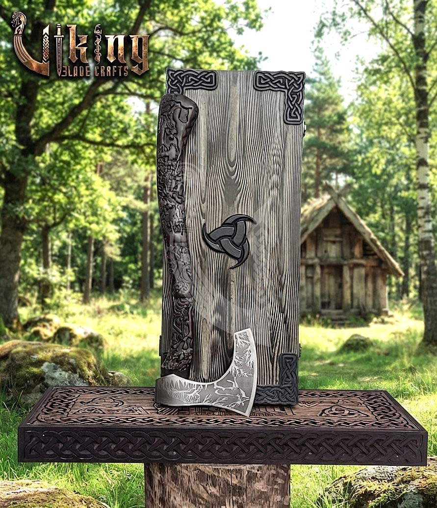 Wildlife Viking Axe | Hand Carved Handle | Forged Steel