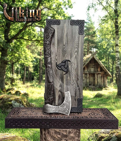 Wildlife Viking Axe | Hand Carved Handle | Forged Steel