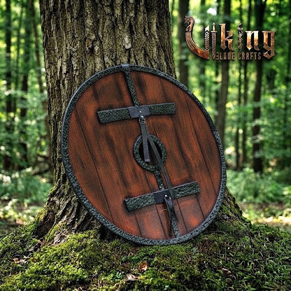 The Jarl’s Citadel 8-Spoke Steel-Braced Wooden Viking Shield