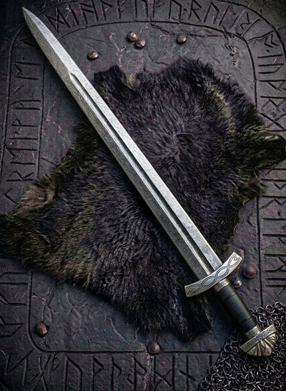 Damascus Steel Northmen Black Edition Viking Sword with Scabbard