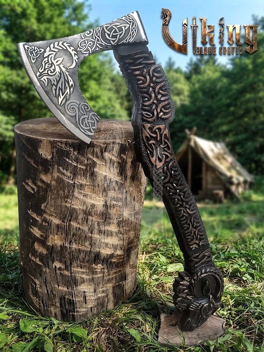 The Tanngrisnir Vanguard 23" Hand-Forged Norse Goat Rosewood Axe