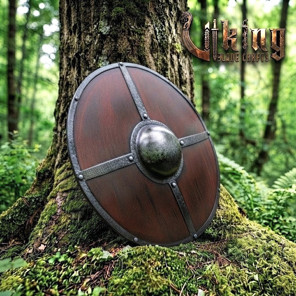 The Shield-Wall Veteran Dark Mahogany Wooden Viking Shield