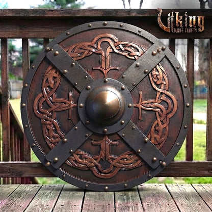 The Skjöldr of the Chieftain Handcrafted Cross-Strap Jelling Shield