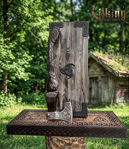 Bjorn Bear Viking Axe | Hand Carved Handle | Forged Steel