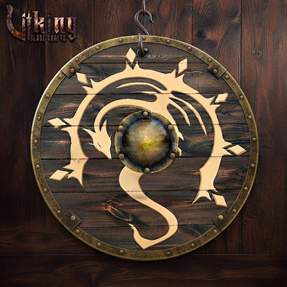 The Skjöldr of the Sun-Dragon Handcrafted Painted Dragon Viking Shield