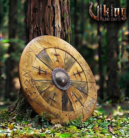 The Ægishjálmr Compass 8-Segment Runic Ash Wood Viking Shield
