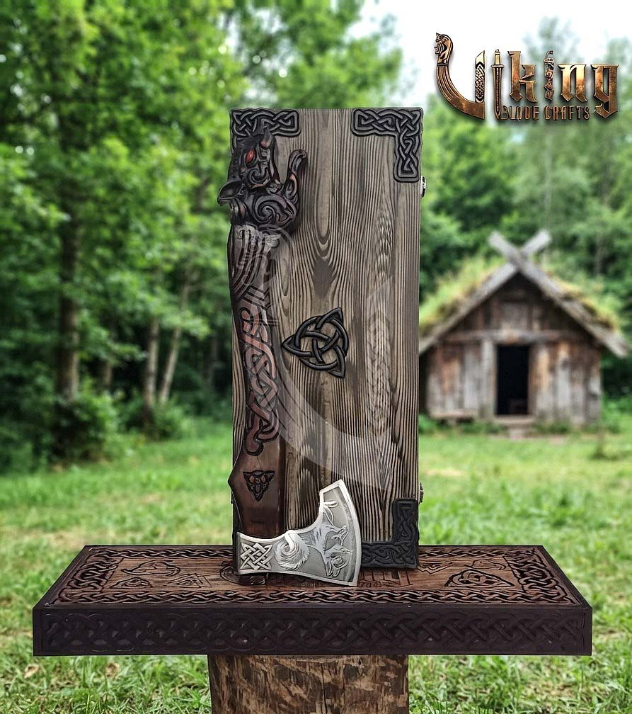 Ratatoskr Viking Axe | Hand Carved Handle | Forged Steel
