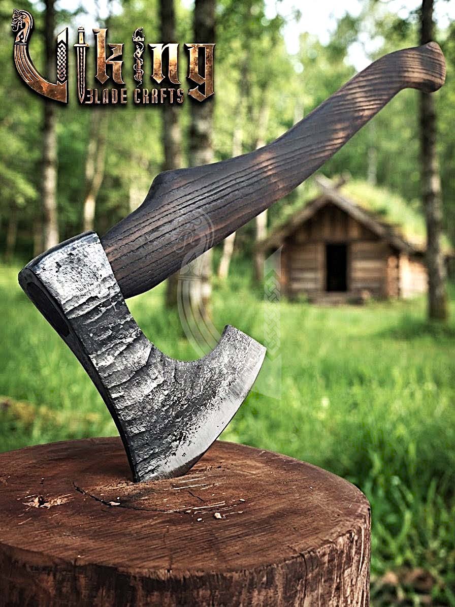 True Hand-Forged Viking Bearded Axe 30" | Recurve Fanned Skeggøx