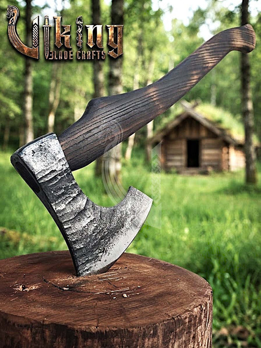 True Hand-Forged Viking Bearded Axe 30" | Recurve Fanned Skeggøx