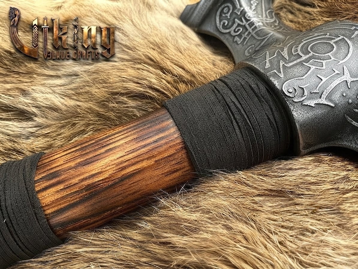 Skull War Hammer - Compact Engraved Carbon Steel Viking Hammer