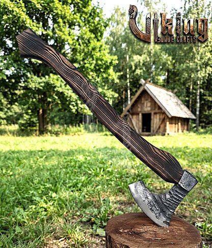True Hand-Forged Viking Bearded Axe 30" | Diamond-Haft Skeggøx