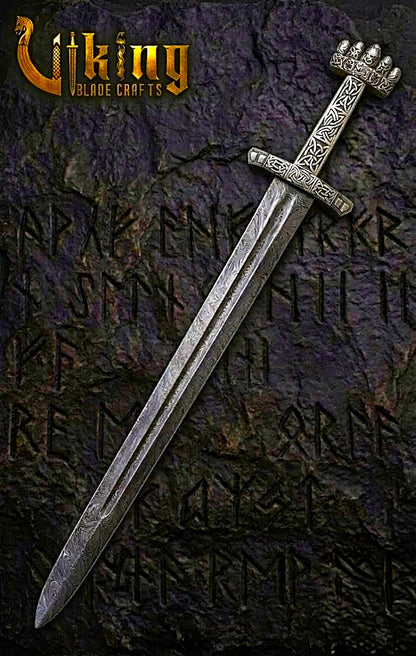 Handmade Damascus Steel Viking Sword – Medieval Replica Collectible
