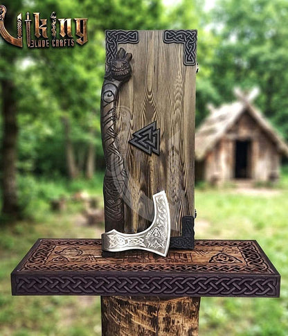 Fenrir Viking Axe | Hand Carved Wolf Handle | Forged Steel