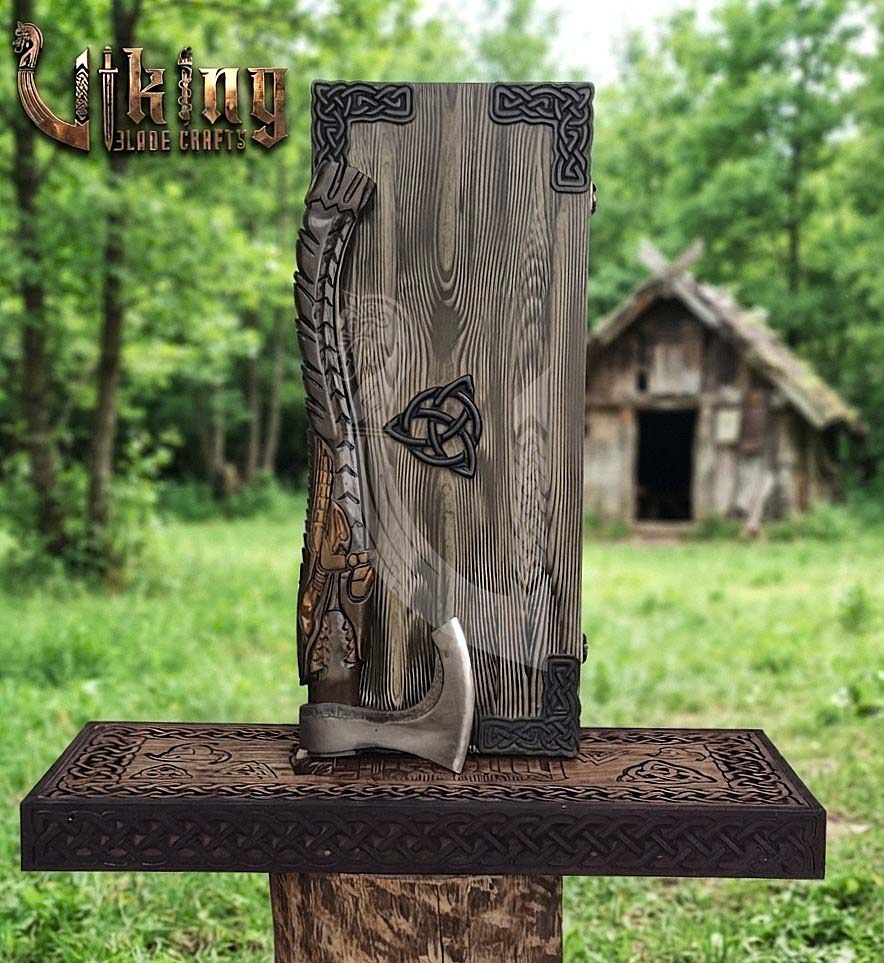 Alligator Viking Axe | Hand Carved Handle | Forged Steel