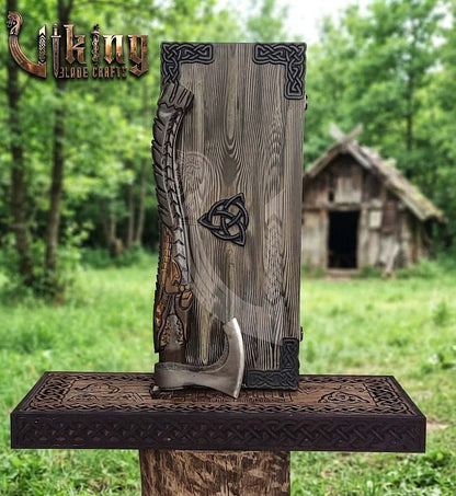 Alligator Viking Axe | Hand Carved Handle | Forged Steel