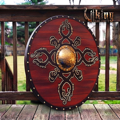 The Jreki Crossroads 4-Dragon Crimson Viking Shield
