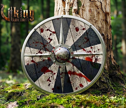 The Fenrir’s Feast Blood-Splattered Sunburst Viking Shield