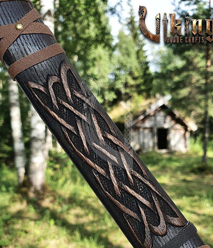 Mammen-Style Viking Axe 30" | Hand-Forged Bearded Axe with Carved Ashwood