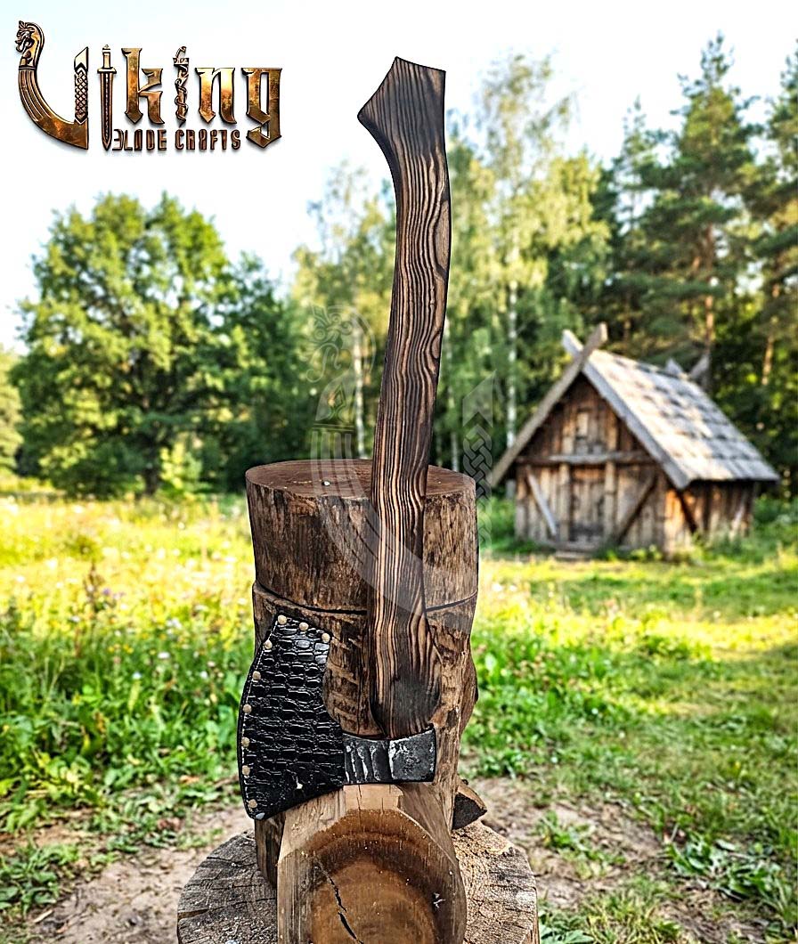True Hand-Forged Viking Bearded Axe 30" | Diamond-Haft Skeggøx