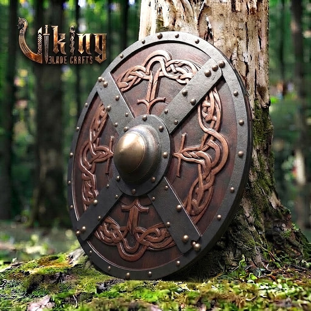 The Skjöldr of the Chieftain Handcrafted Cross-Strap Jelling Shield