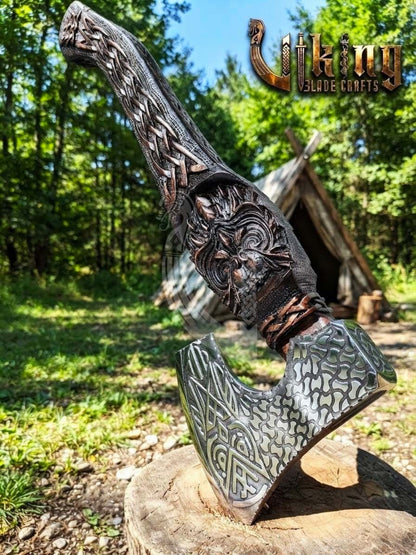 The Odin's Whisper 23" Hand-Forged Owl Rosewood Axe | Flared Variant