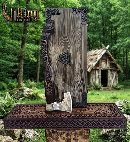 Viking Battle Axe | Hand Carved Wolf Handle | Forged Steel
