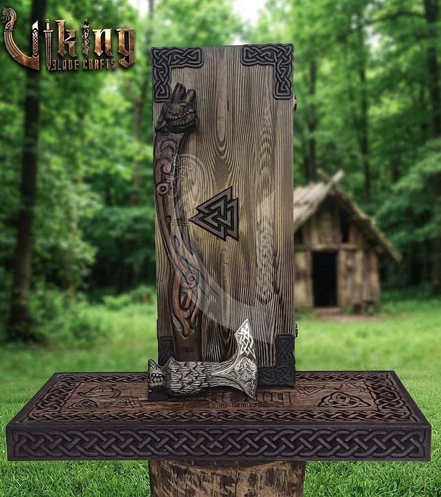 Fenrir Norse Axe | Hand Carved Wolf Handle | Forged Steel