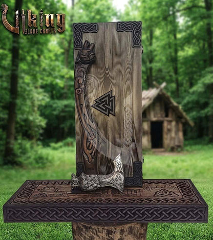 Fenrir Norse Axe | Hand Carved Wolf Handle | Forged Steel