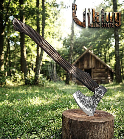 True Hand-Forged Viking Bearded Axe 30" | Heavy Duty Dark-Oxide Skeggøx