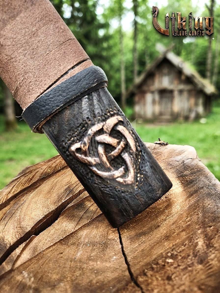Ragnar-Inspired Viking Axe | Hand-Forged Knotwork Carved Ashwood