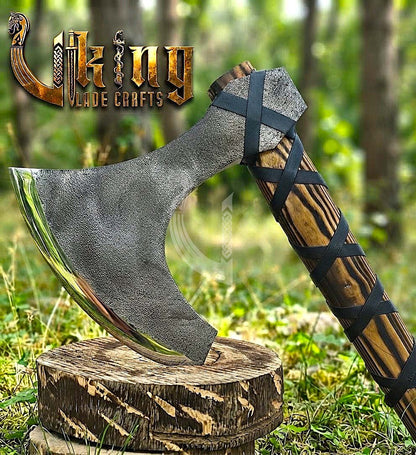 Hand-Forged 36" Long Viking Battle Axe – High Carbon Steel Blade & Wooden Handle